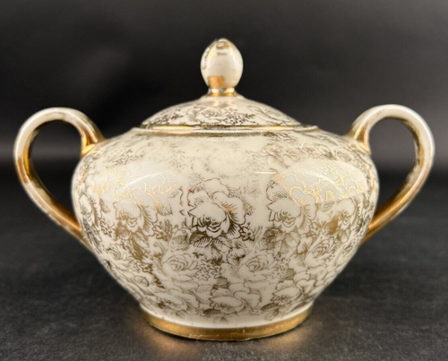 Vintage Fredimann Bavaria China Sugar Bowl with Lid Flowers Floral Design