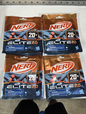 80 Official Nerf Elite 2.0 Darts  (4) 20-Dart Refill Packs Shipped Free&Fast