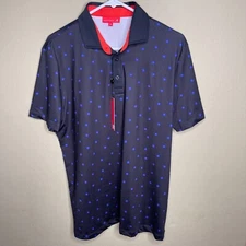 New Redvanly Junian Golf Polo Shirt Mens Size Medium Black Floral Short Sleeve