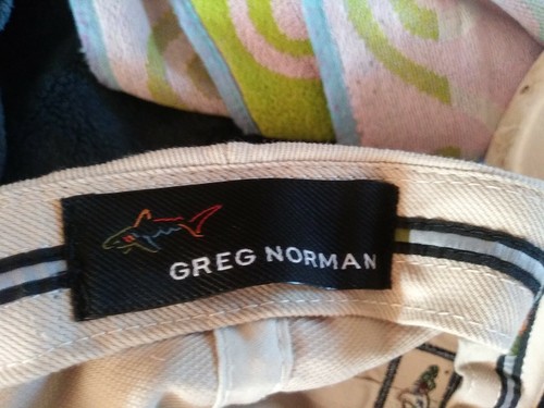 Vintage Greg Norman Golf Hat. Adjustable Play Dry Shark Logo Beige & Blue EUC - Picture 6 of 6