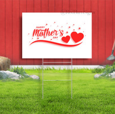 Happy mothers day with two hearts Indoor Outdoor Yard Sign