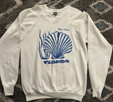 VTG Marco Island Florida Raglan Pullover Sweater XL White Seashell USA