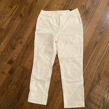 Chicos Womens So Slimming Girlfriend Crop Jeans 1 Size 8 White Mid Rise Stretch