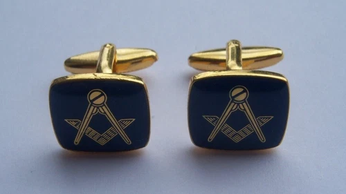MASON MASONIC CUFFLINKS LINKS COMPASS FREEMASONS MENS NEW NAVY GOLD £9.99 A PAIR