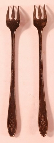 Juego de 2 De Colección 1940 La Ronnie Silver Oneida Ltd. Horquillas de mariscos Wm. A. Rogers A1 Plus - Imagen 2 de 9