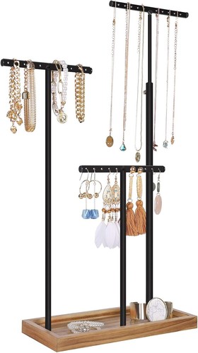 Espositore portagioie 2 in 1 con 3 T-Bar in metallo con fori Tra SONGMICS - Foto 2 di 12