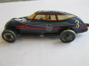 Antique Marx 3 Bluestreak Boat Tail Racecar Tin Toy Wind Up Works 100 Orig Ebay