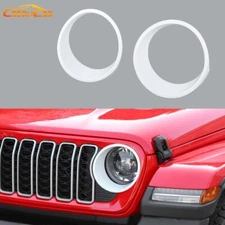 Sides White Front Headlight Lamp Cover Trim Bezels For Jeep Wrangler JL JT 2024+