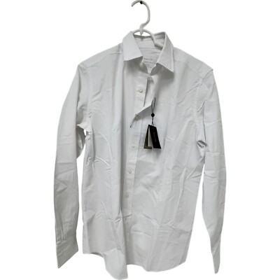 Massimo Dutti Mens Shirt S Small Button Up White Cotton Long Sleeve 0104/380 NWT