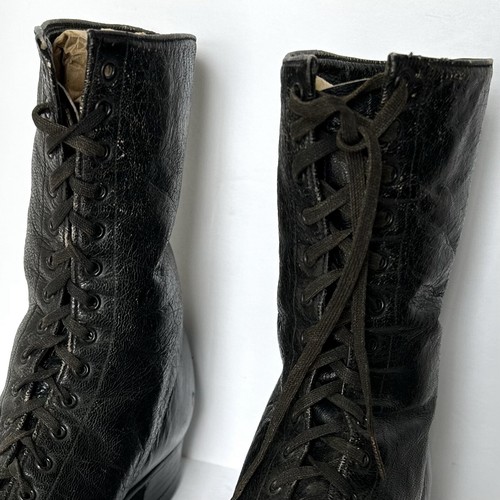 Antique Victorian Ladies’ Lace Up Black Leather Shoes Granny Boots A. Williamson - Picture 6 of 17