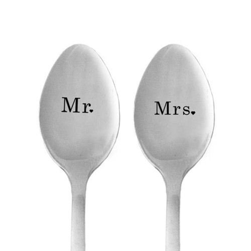 2 Pcs Stainless Steel Spoon Lovers Wedding Spoons for Serving Food - Picture 10 of 11