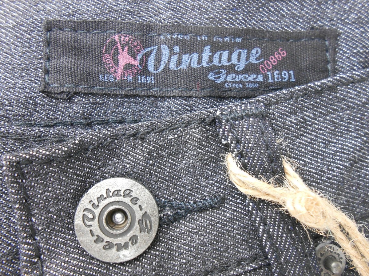 VINTAGE GENES 1891-Mens Casual Slim Straight Jeans Gray Size W28