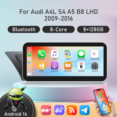 DAB+ Carplay Bildschirm für AUDI A4 A5 B8 B9 Android 14 Autoradio 128GB 10.25''