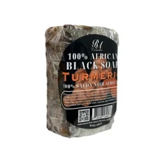 RA Cosmetics 100% Pure Raw African Black Soap With Turmeric Oil  - 1lb