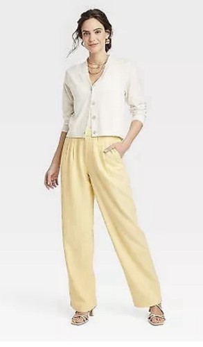 A New Day Women's High Rise 30" Regular Fit Full Straight Midweight, Yellow, 6