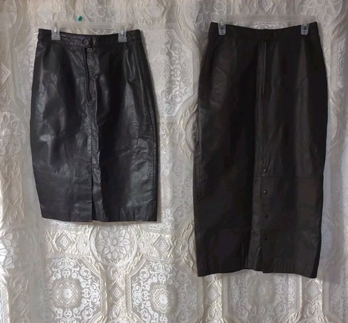 Vintage Pia Rucci brauner Leder Bleistiftrock und Vintage Pelle Cuir brauner Lederrock - Bild 2 von 17