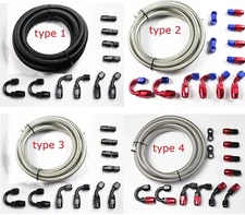 Stainless Steel Braided 6/8/10/12/AN CPE Fuel/Oil/Gas Hose Line & Fittings Kit