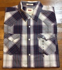 LEVI'S STANDARD FIT PLAID LONG SLEEVE WESTERN SNAP SHIRT - Men's Medium M NWT