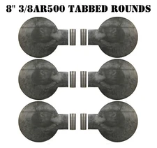 8"x3/8" AR500 Steel Targets Tabbed Rounds for Plate Racks Dueling Trees w/ Tubes