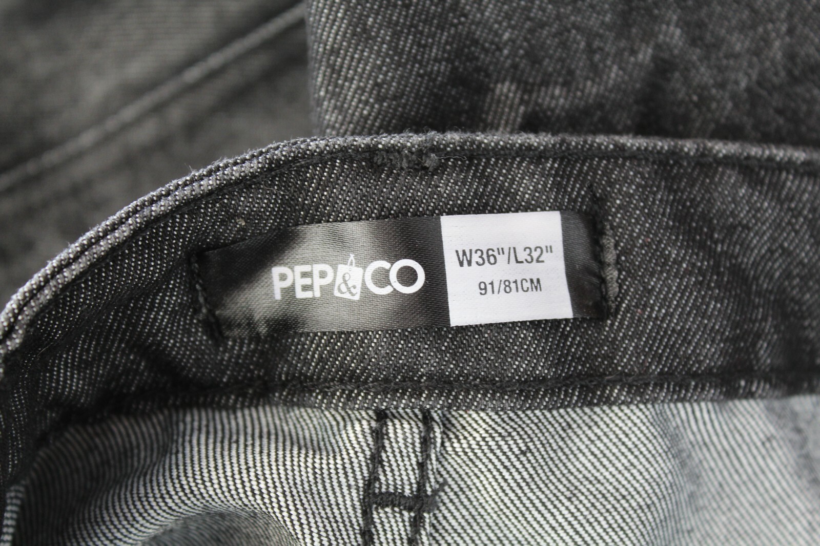 ce🌏 SIZE W36"/L32" PEP & CO COTTON BLEND BLACK STRAIGHT LEG DENIM JEANS MENS image 5