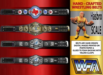 WCCW Texas Lot Of 4 Hand Made Hasbro Scale Wrestling Figure Belts