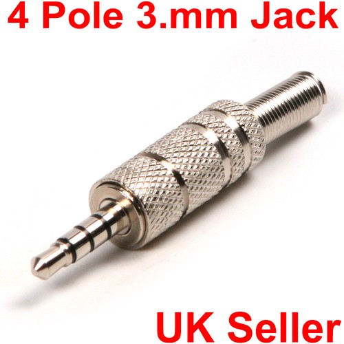 4 Pole Audio Jack 3.5mm Male Metallic 