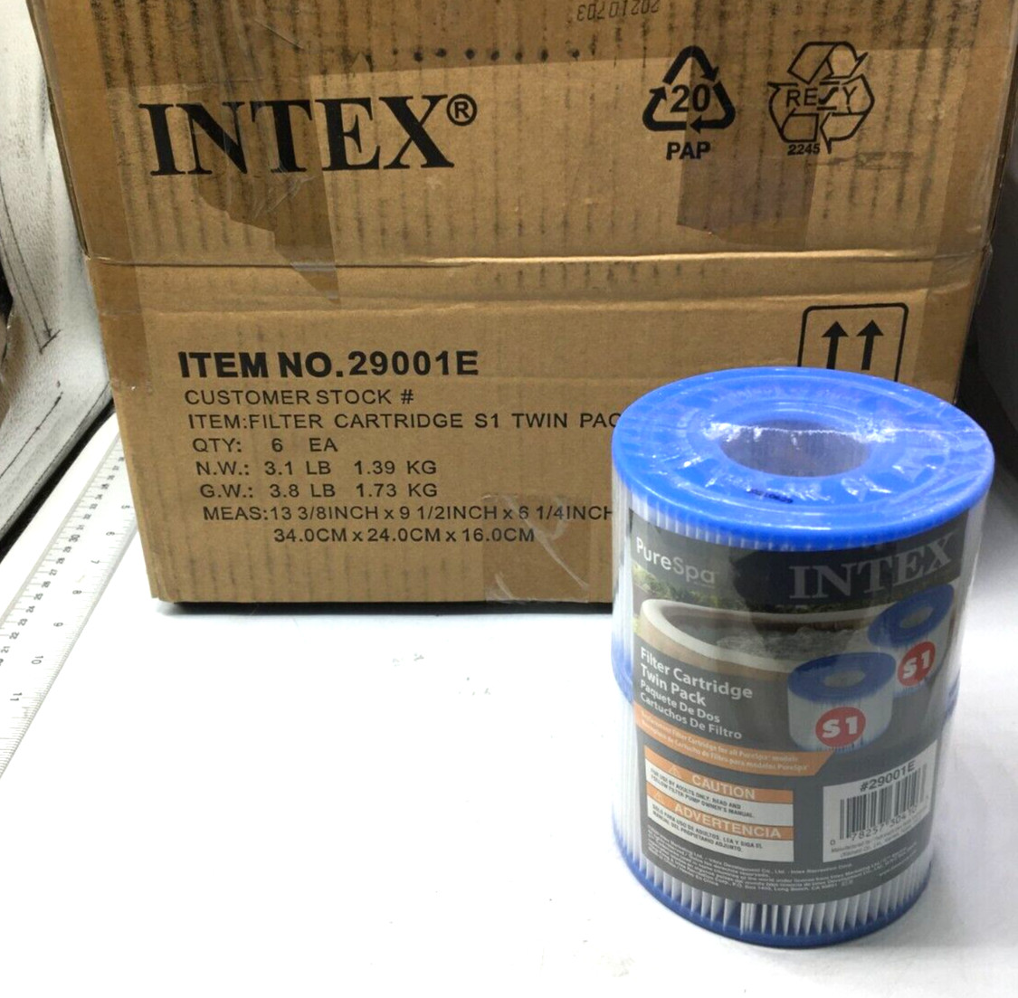 Intex Lote de 13 Cartuchos de Filtro PureSpa Paquete Doble S1 29001E Nuevo