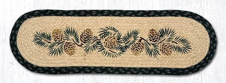 CAPITOL EARTH RUGS Braided Jute Stenciled Stair Tread Rug. PINECONE. Earth Rugs. 27" x 8.25"