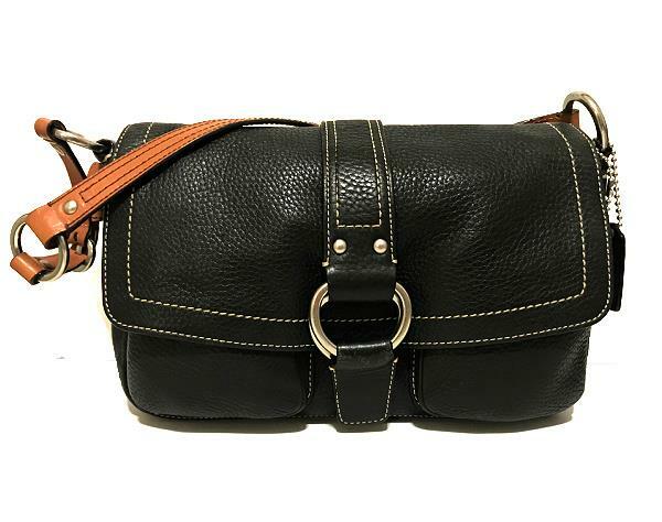 NICE Coach Chelsea Pebbled Black Leather Field Tote Shoulder