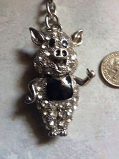 Cute Rhinestone Pig Keychain