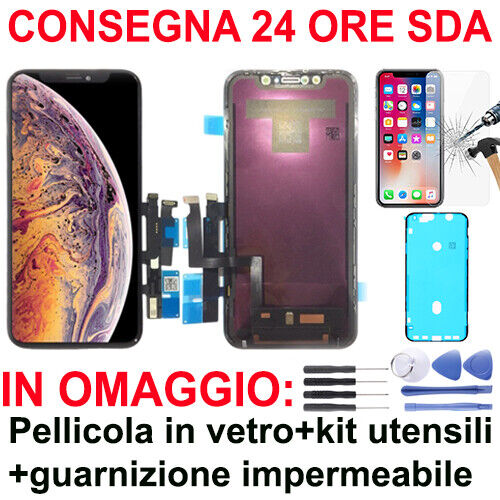SCHERMO VETRO FRAME APPLE IPHONE XR DISPLAY LCD TOUCH SCREEN NERO - Foto 1 di 2