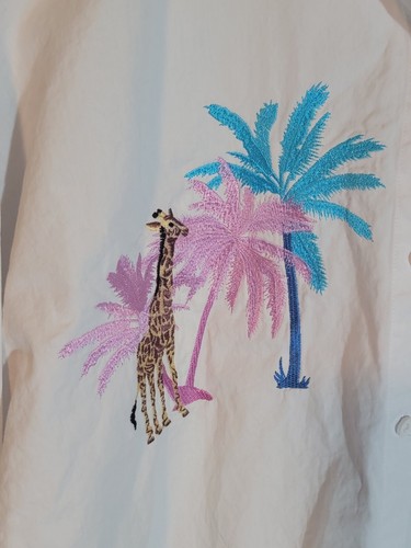 topshop button up shirt womens size 12 collard long sleeve embroided giraffe - 第 5/11 張圖片