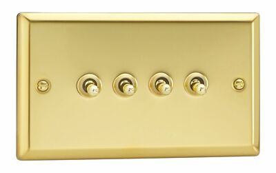 Varilight XVT9 viktorianischer polierter Messing 4 Gang 1 oder 2 Wege Kippschalter Lichtschalter