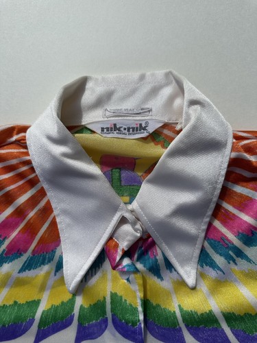 Camicia vintage anni 70 NIK NIK Rainbow Bird Italia rara tg 9/10 novità stampa nylon - Foto 4 di 5