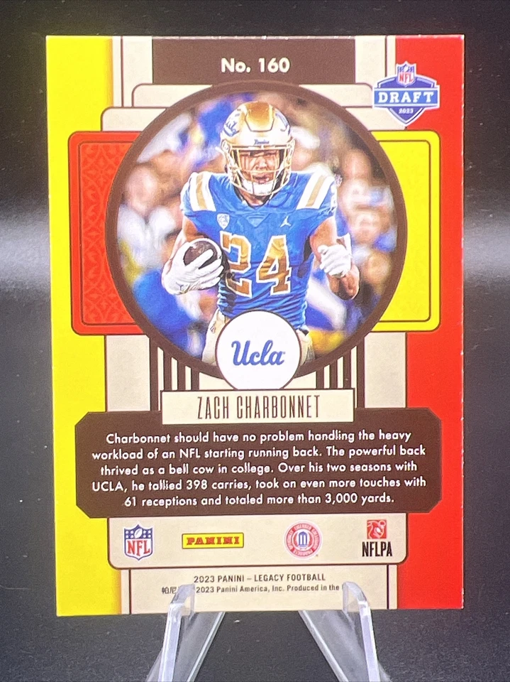 2023 Panini Legacy Football #160 Zach Charbonnet RC Rookie - Image 2 of 2