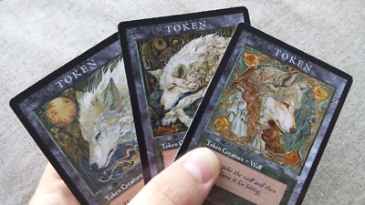  3x Wolf Token old style / 3x Token de Lobo MTG. Estilo retro