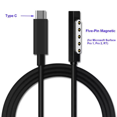 USB Type-C to Surface 5-pin Magnetic Cable for Microsoft Surface Pro 1 2 RT- - Picture 3 of 6
