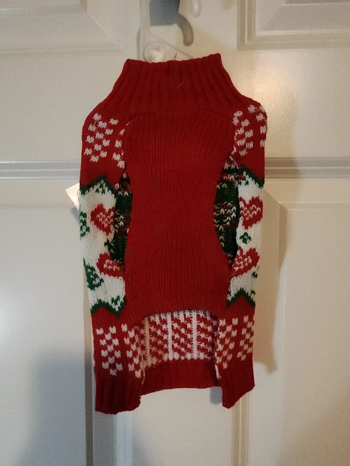 Suéter Simply Dog Rojo Holiday Estampado Corazón Talla XS - Rojo/Blanco/Verde Nuevo con Etiquetas Foto 3 de 4