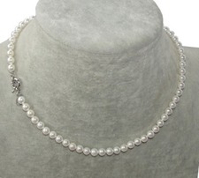 Collana girocollo in perle vere colore bianco 6mm ,Naturale,da donna