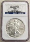 2007 $1 Silver Eagle NGC MS70 Early Releases