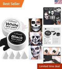 Black and White Face Paint 6pcs Halloween Makeup Kit, Professional Oil-Based Ful