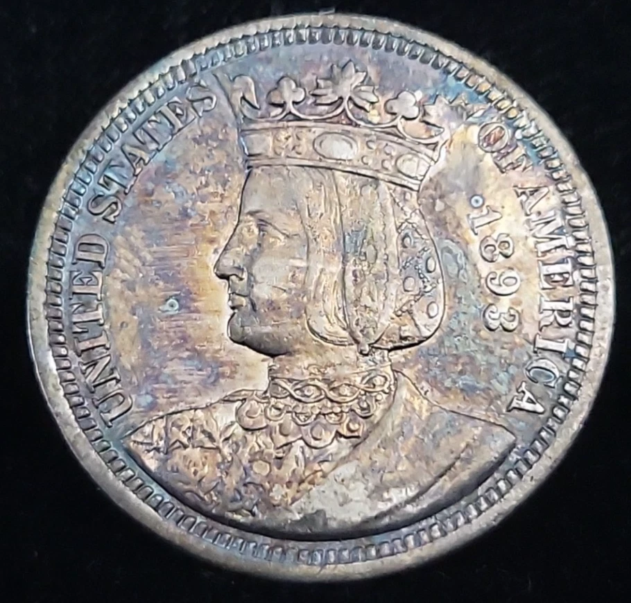 1893 Isabella Silver Commemorative Quarter 25c UNC Detail (Cleaned) | See Pics - Image 2 of 4