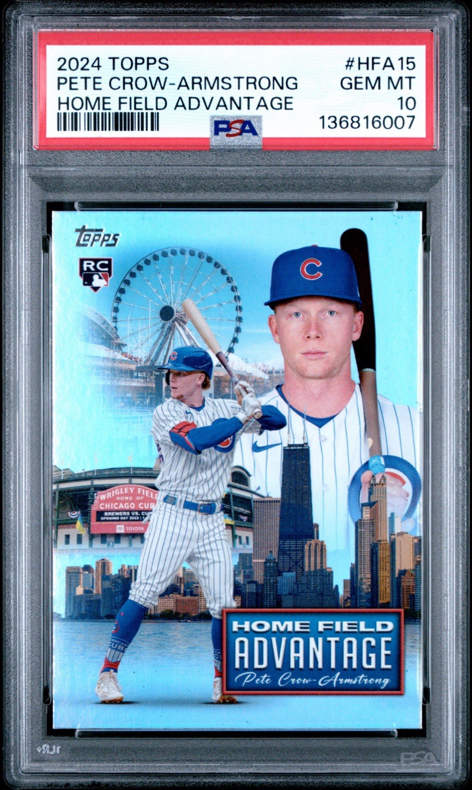 2024 Topps Pete Crow-Armstrong Home Field Advantage Rookie Ssp PSA 10 Low Pop