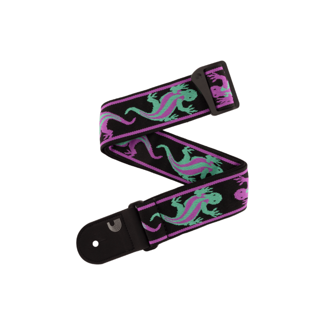 Guitar Strap D'Addario Vintage Planet Waves Lizards, Green Purple