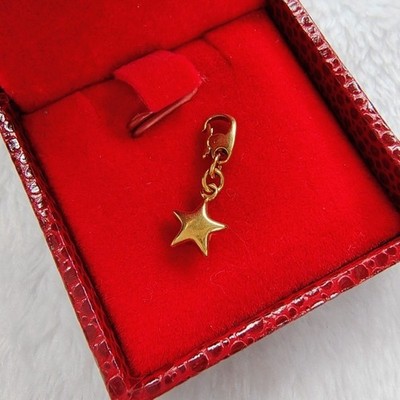K18 YG Stern Charm Anhänger 18K Gold Lofty Design Halskette Top Gebraucht