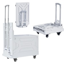 VECELO Foldable Shopping Cart with Wheels, Collapsible Rolling Crate for Groc...