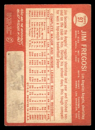 1964 Topps #97 Jim Fregosi - VGEX-EX *TedsCardShack* - Picture 2 of 2