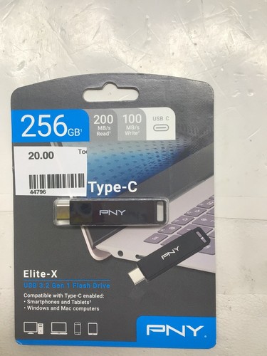 PNY Elite-x type-c Storage Capacity 256GB USB 3.2 Gen 1 Flash Drive New (44796) - 第 1/3 張圖片