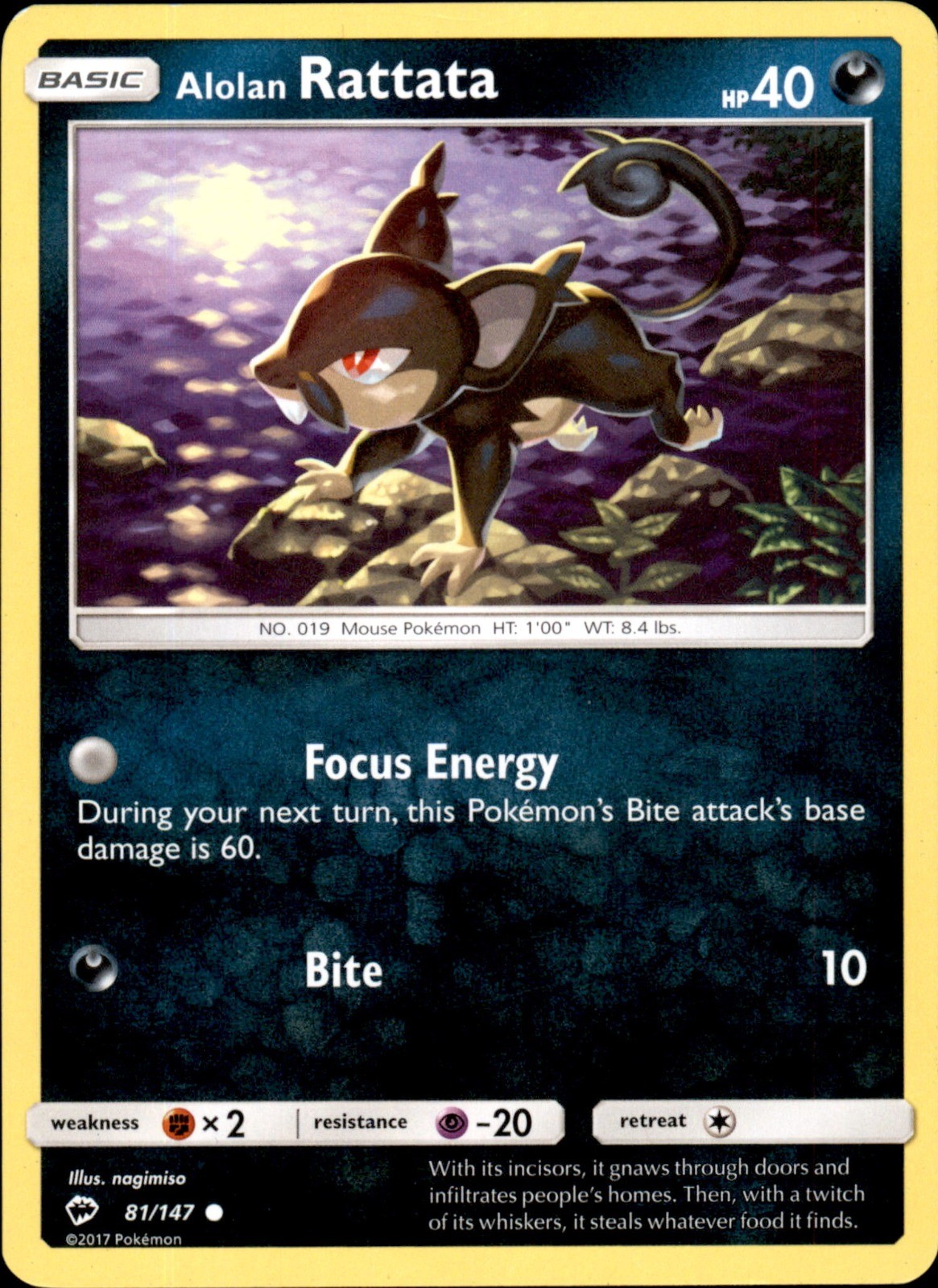 Alolan Rattata 81/147 - Pokemon SM - Burning Shadows - LP