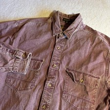 Vintage Eddie Bauer Elkhorn Twill Mens Large Long Sleeve Button Up Shirt Purple